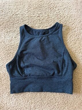 JoyLab Blue Heather High-Neck Athleisure Crop Top
